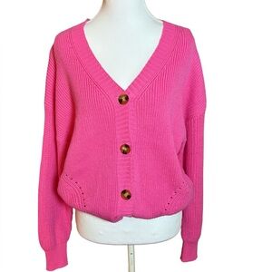 Time and Tru Pink Button-Up Cardigan